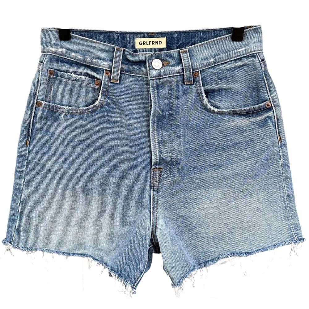 GRLFRND The Jules Super High Rise Vintage Cotton Denim Cutoff Shorts Size 25